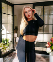 Ribbed Seamless Long Sleeve Top - Black - Saber Apparel