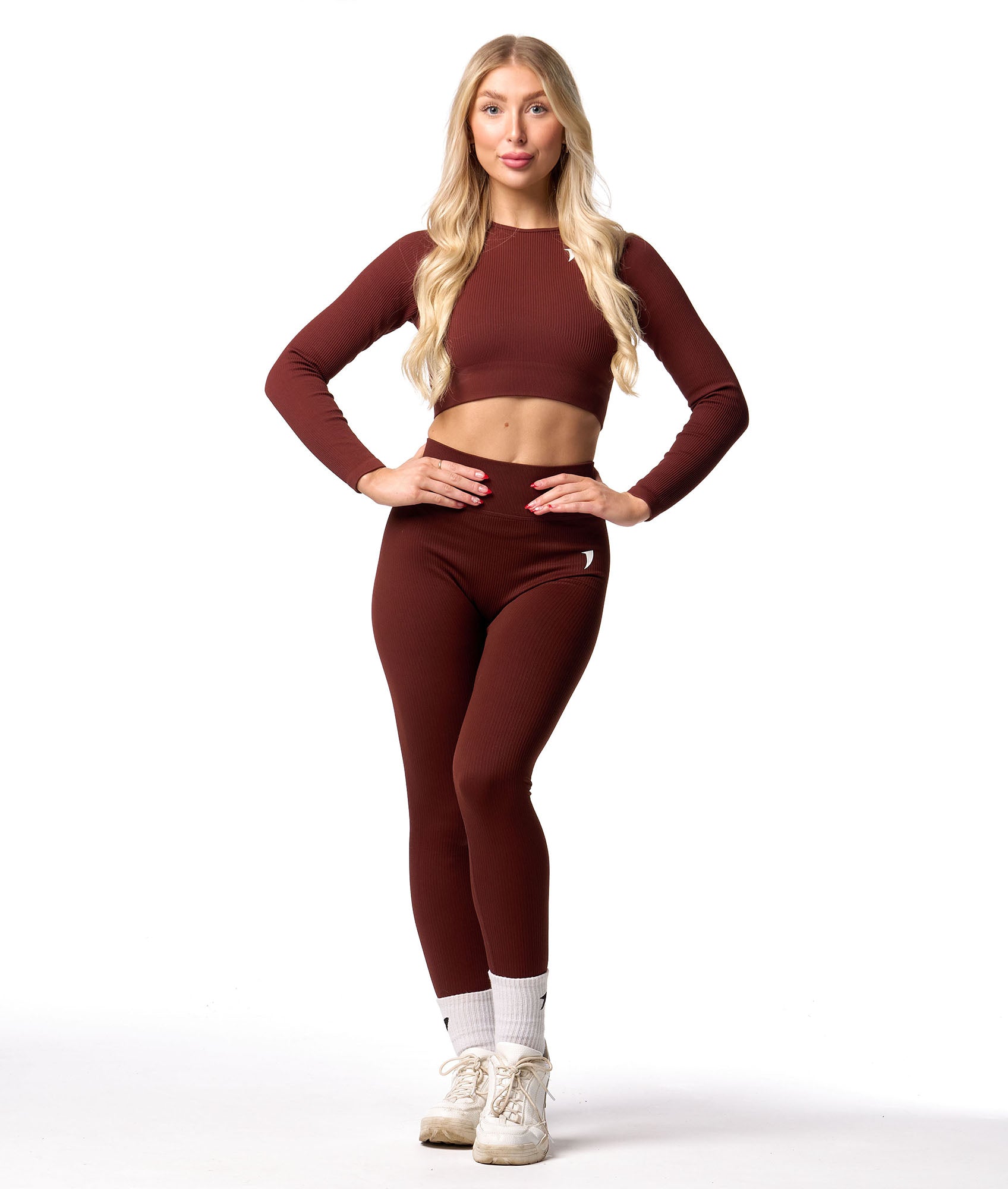 Ribbed Seamless Leggings - Cocoa - Saber Apparel