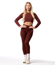 Ribbed Seamless Leggings - Cocoa - Saber Apparel
