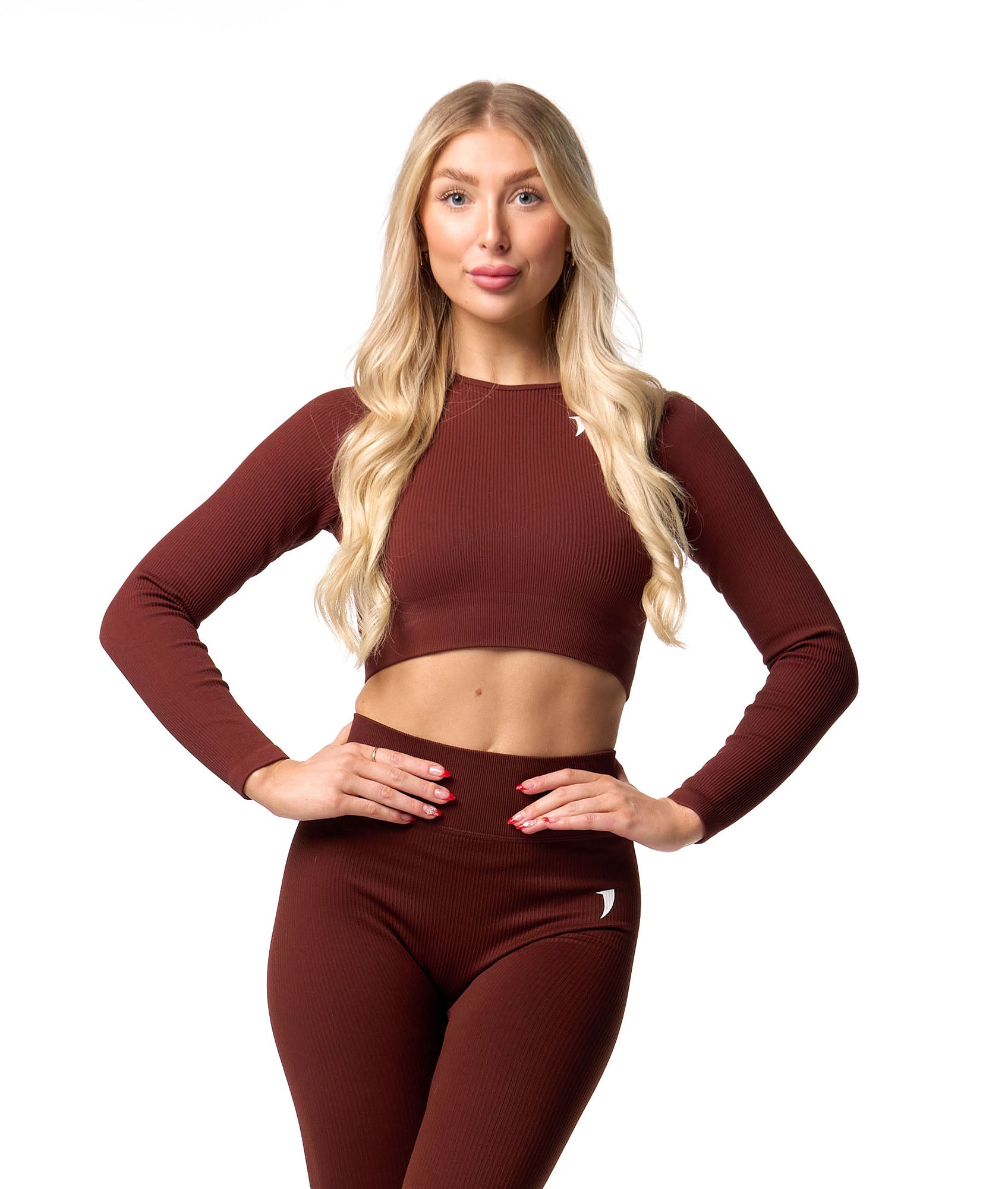 Ribbed Seamless Long Sleeve Top - Cocoa - Saber Apparel