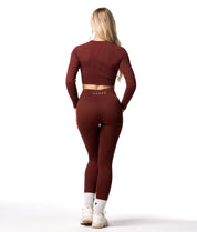 Ribbed Seamless Leggings - Cocoa - Saber Apparel