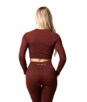 Ribbed Seamless Long Sleeve Top - Cocoa - Saber Apparel