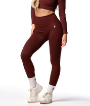 Ribbed Seamless Leggings - Cocoa - Saber Apparel
