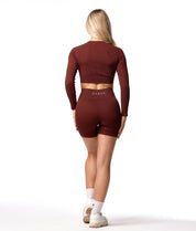 Ribbed Seamless Shorts - Cocoa - Saber Apparel