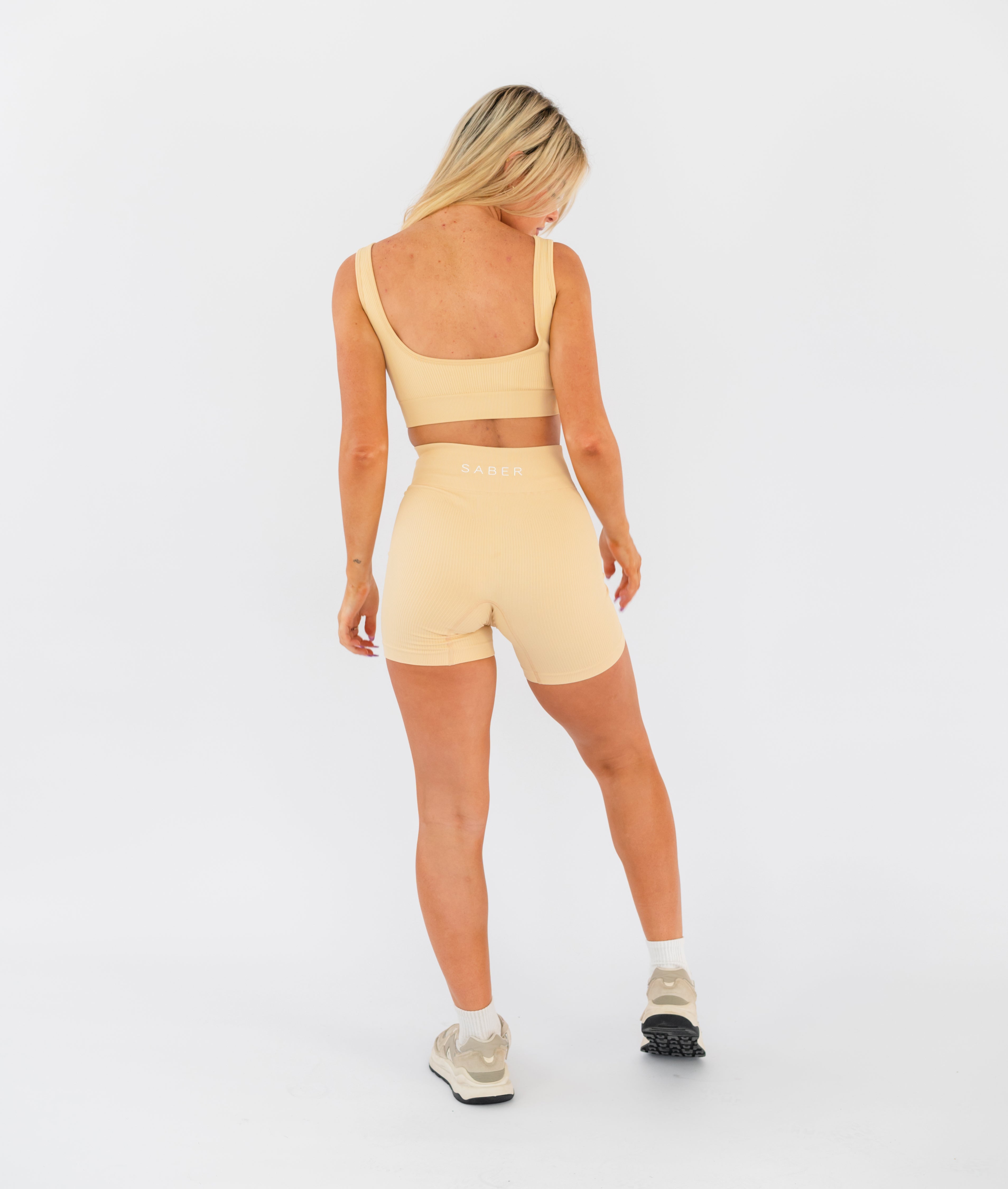Ribbed Seamless Shorts - Latte - Saber Apparel