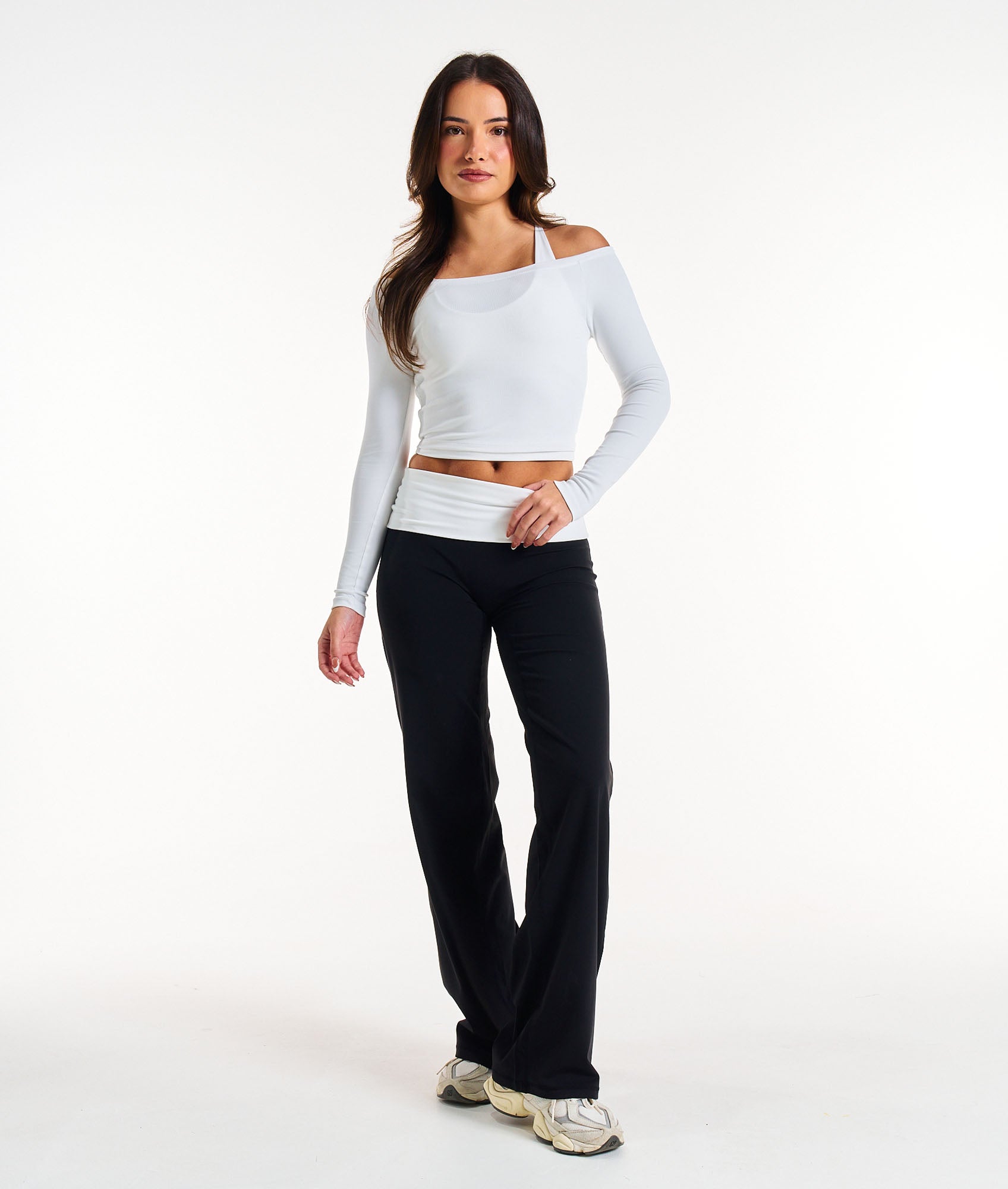 Off Duty Long Sleeve Top - White