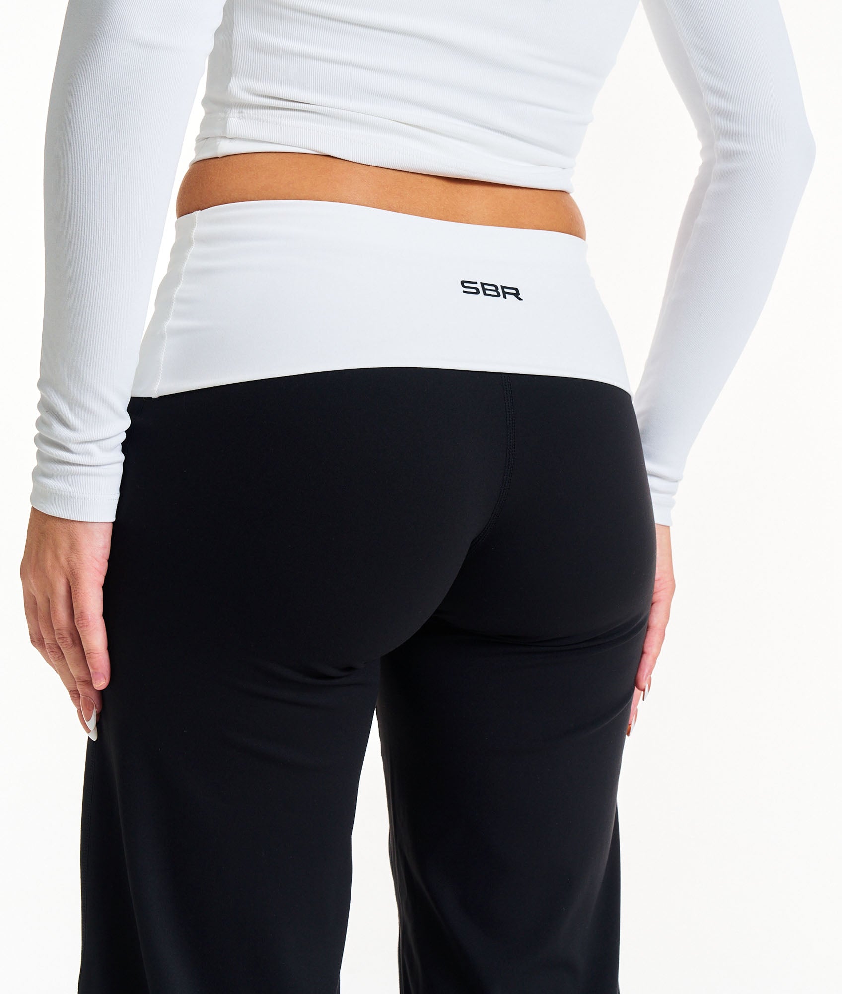Foldover Straight Leg Leggings - Black/White