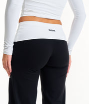 Foldover Straight Leg Leggings - Black/White