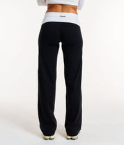 Foldover Straight Leg Leggings - Black/White