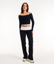 Off Duty Long Sleeve Top - Black
