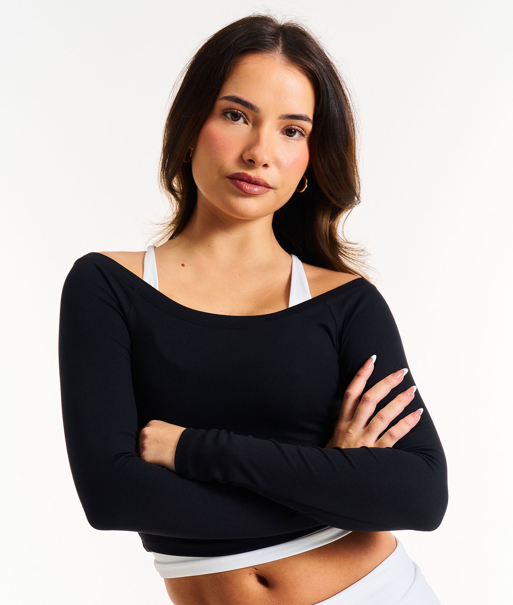 Off Duty Long Sleeve Top - Black