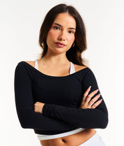 Off Duty Long Sleeve Top - Black