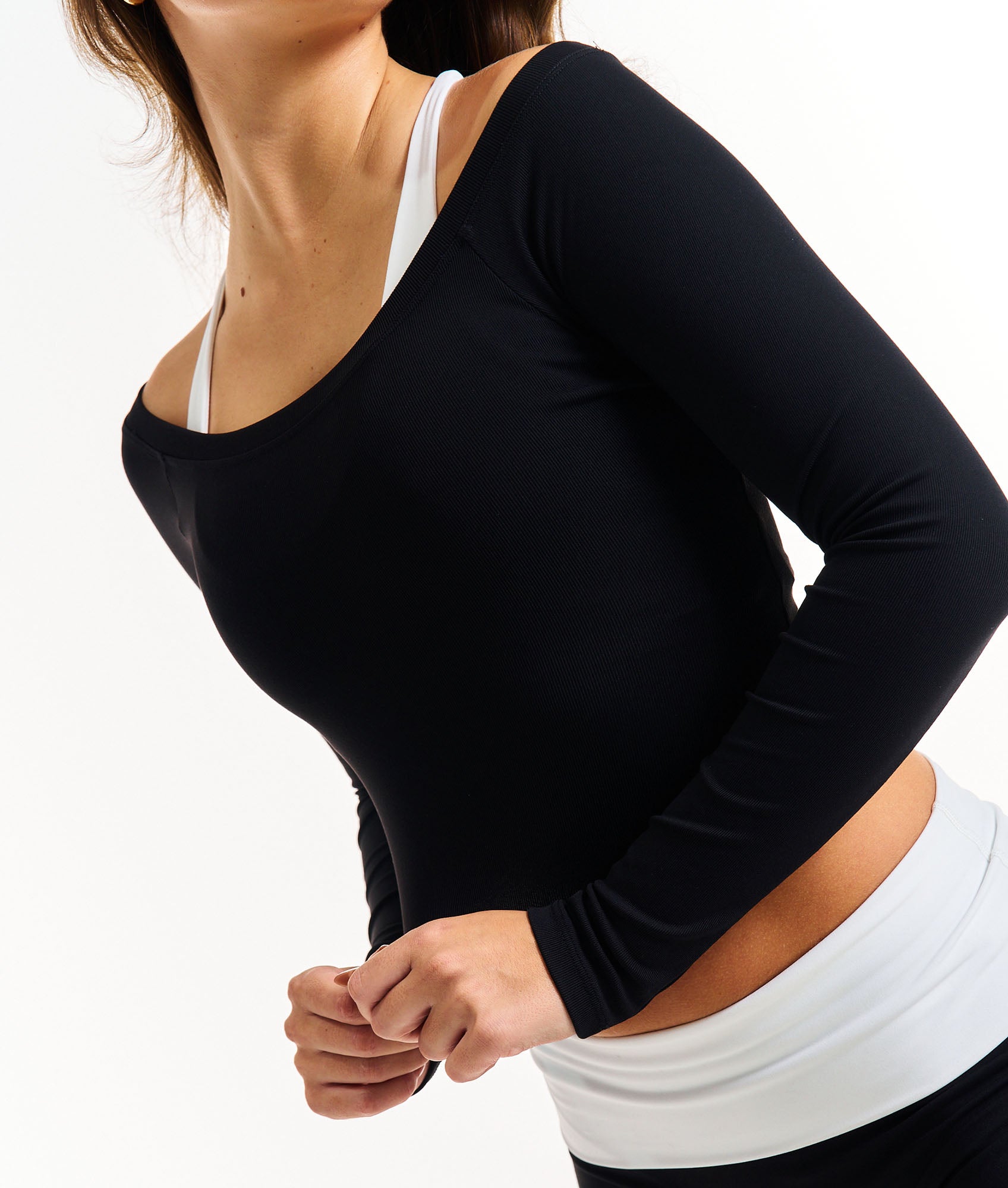 Off Duty Long Sleeve Top - Black