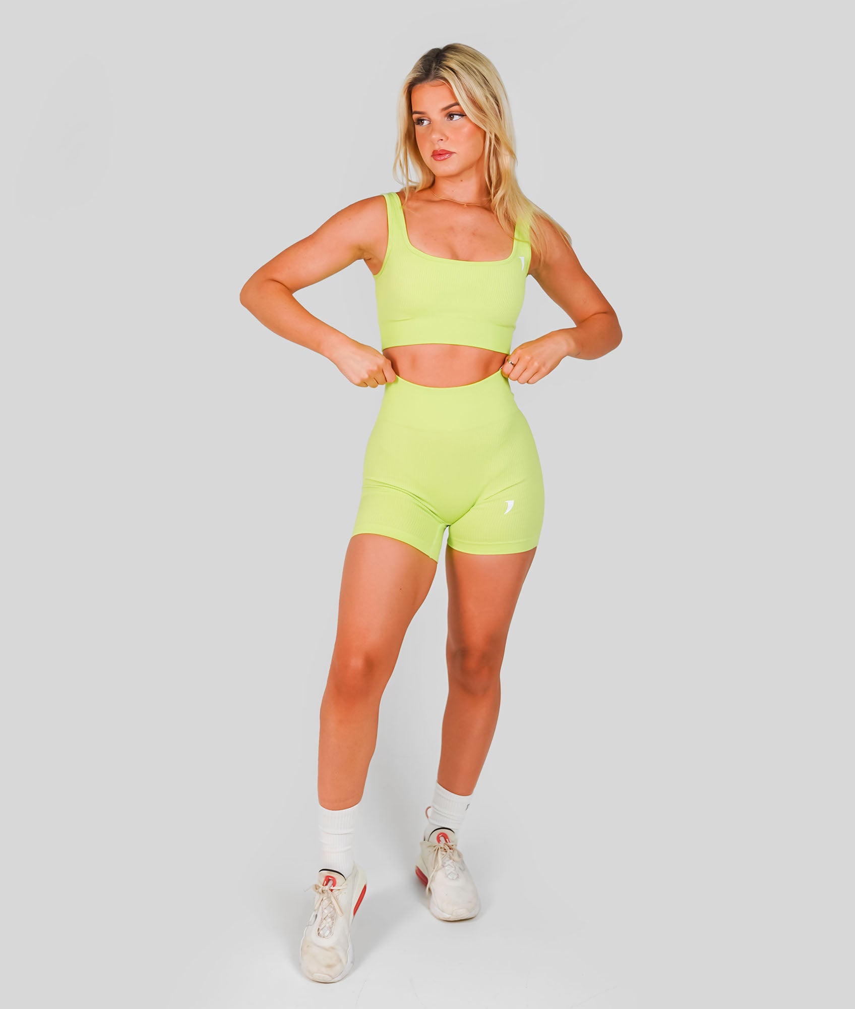 Ribbed Seamless Shorts - Lime - Saber Apparel