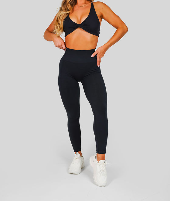 Reflex Seamless Scrunch Leggings - Black - Saber Apparel