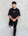 Cursive Oversized Tee - Black - Saber Apparel