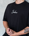 Cursive Oversized Tee - Black - Saber Apparel