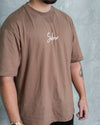 Cursive Oversized Tee - Mocha - Saber Apparel