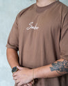 Cursive Oversized Tee - Mocha - Saber Apparel