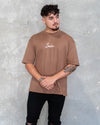 Cursive Oversized Tee - Mocha - Saber Apparel