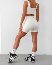 Ribbed Seamless Shorts - Oatmeal White - Saber Apparel