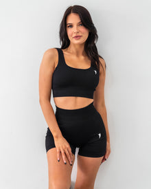  Ribbed Seamless Shorts - Black - Saber Apparel