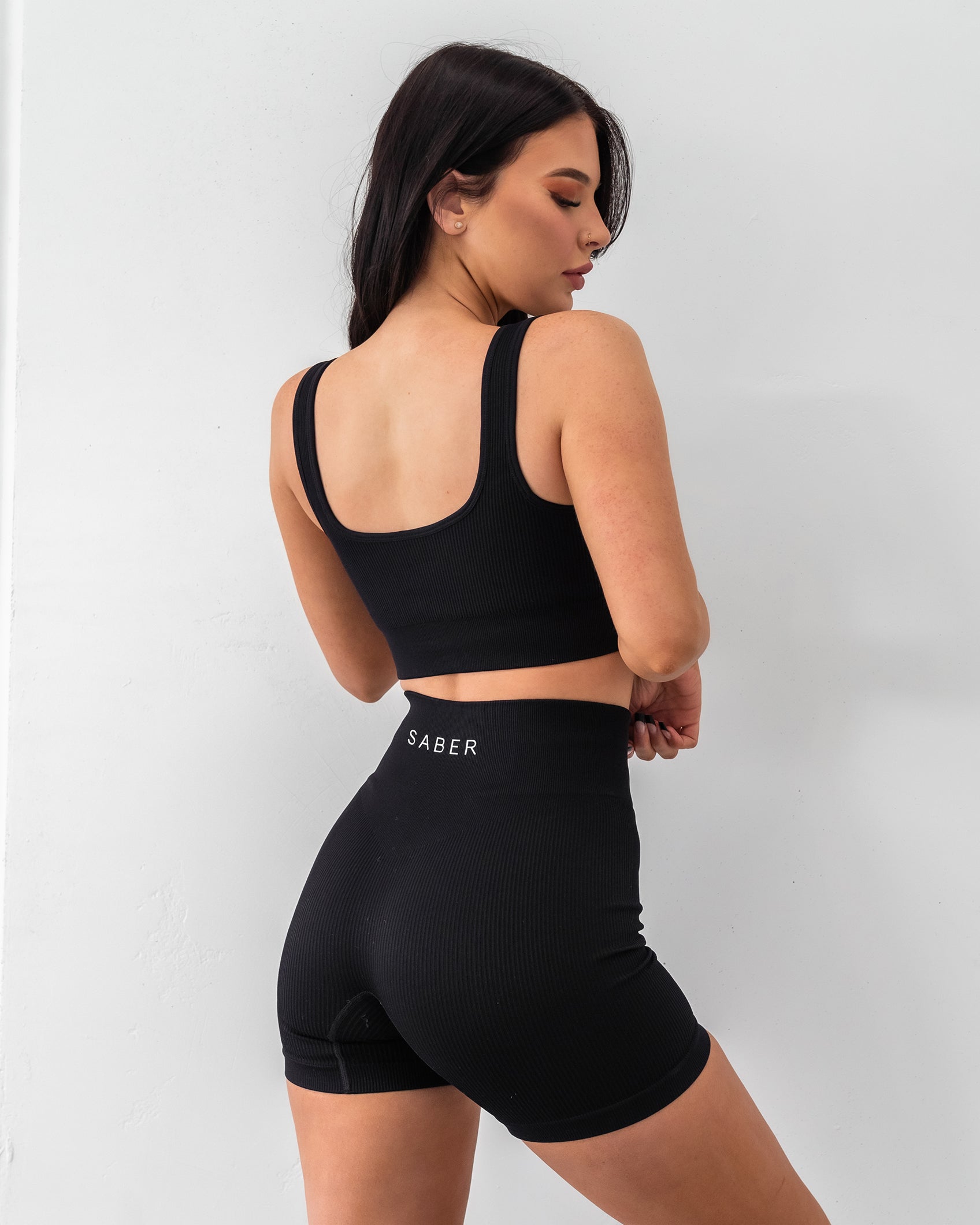 Ribbed Seamless Shorts - Black - Saber Apparel