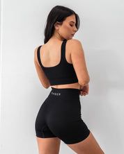 Ribbed Seamless Shorts - Black - Saber Apparel
