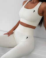 Ribbed Seamless Bra - Oatmeal White