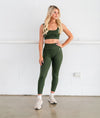 Ribbed Seamless Leggings - Forest Green - Saber Apparel