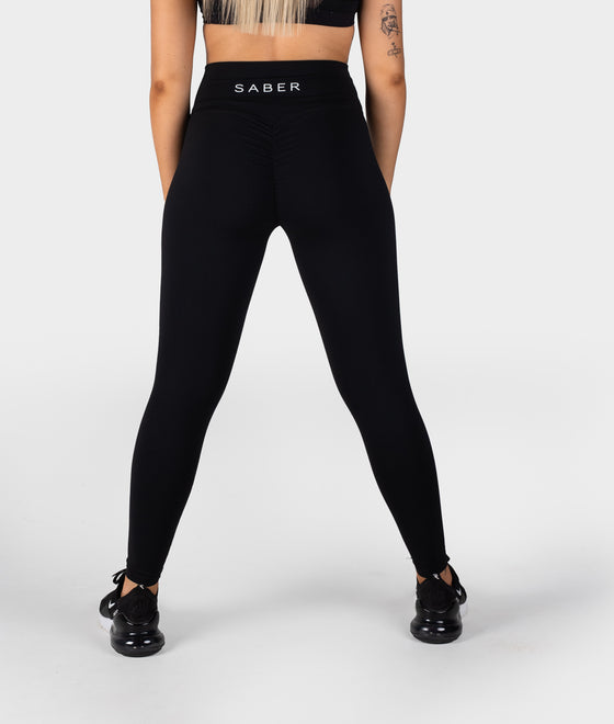 Jet Black Scrunch Leggings - Saber Apparel