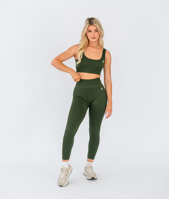 Ribbed Seamless Bra - Forest Green - Saber Apparel