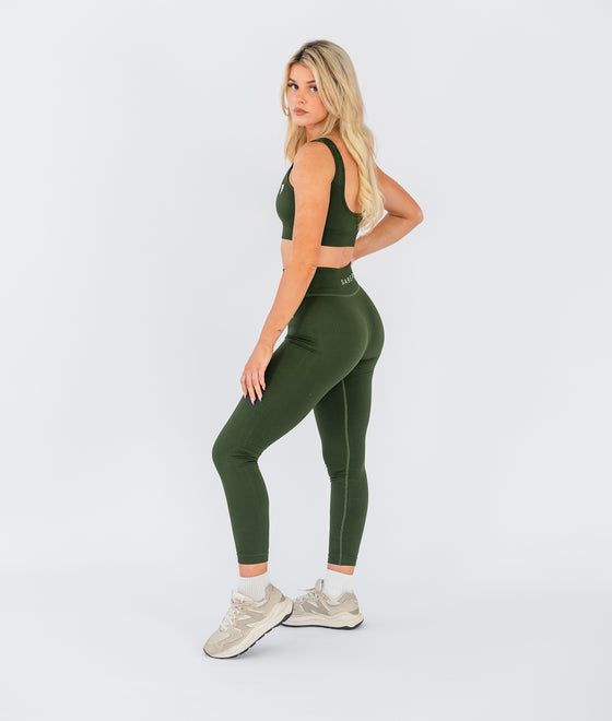 Ribbed Seamless Bra - Forest Green - Saber Apparel