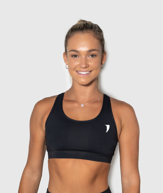 Black Open Back Sports Bra - Saber Apparel