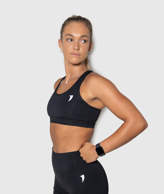 Black Open Back Sports Bra - Saber Apparel