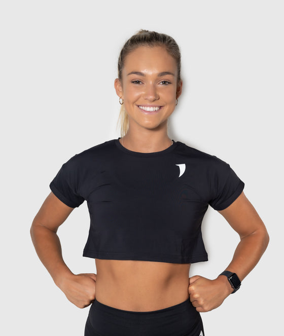 Jet Black Crop Top - Saber Apparel
