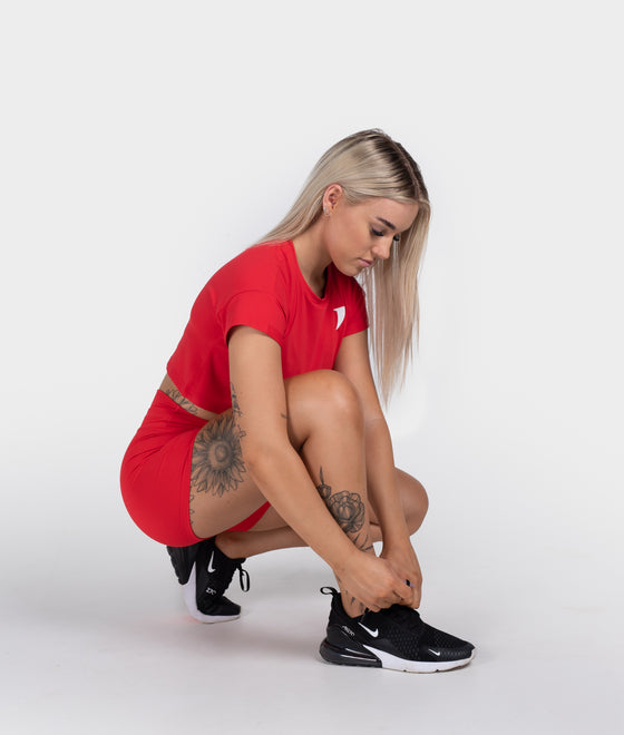 Amber Red Scrunch Bike Shorts - Saber Apparel