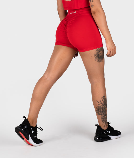 Amber Red Scrunch Bike Shorts - Saber Apparel