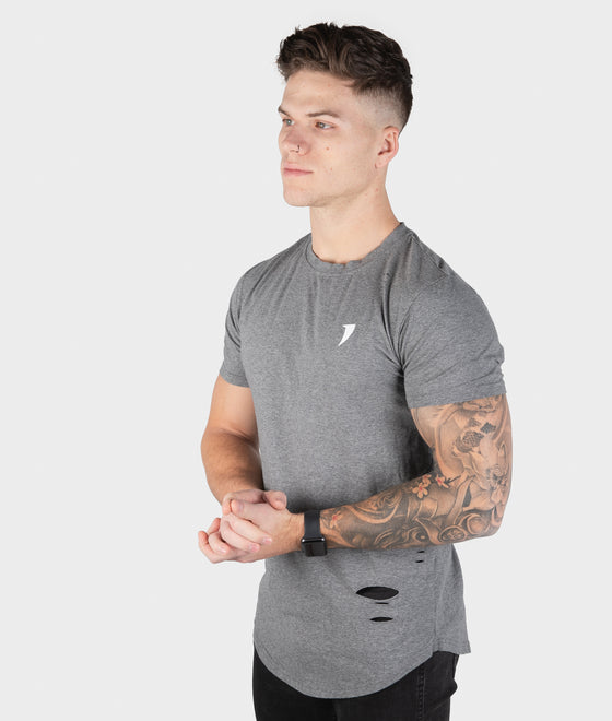Light Grey Distressed Street Tee - Saber Apparel