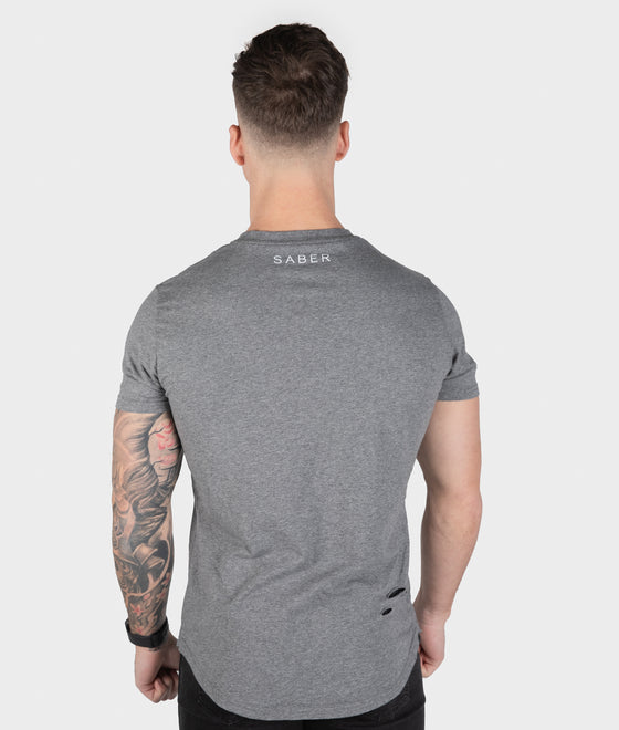 Light Grey Distressed Street Tee - Saber Apparel