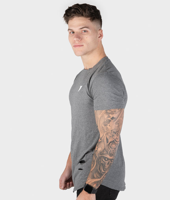 Light Grey Distressed Street Tee - Saber Apparel