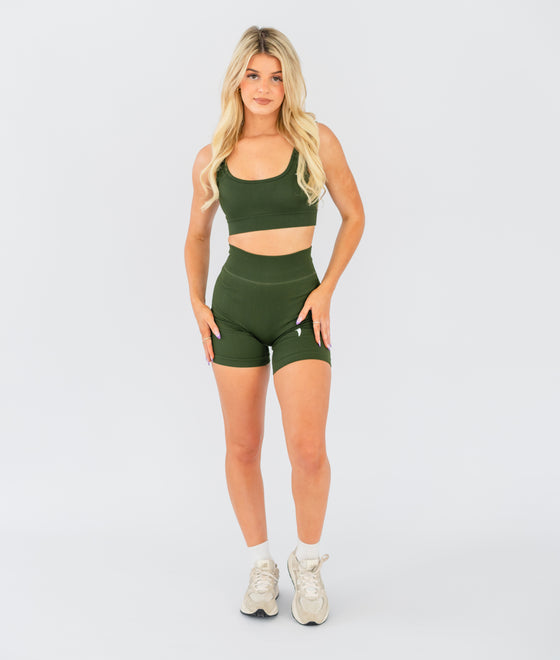 Ribbed Seamless Shorts - Forest Green - Saber Apparel