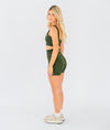 Ribbed Seamless Shorts - Forest Green - Saber Apparel