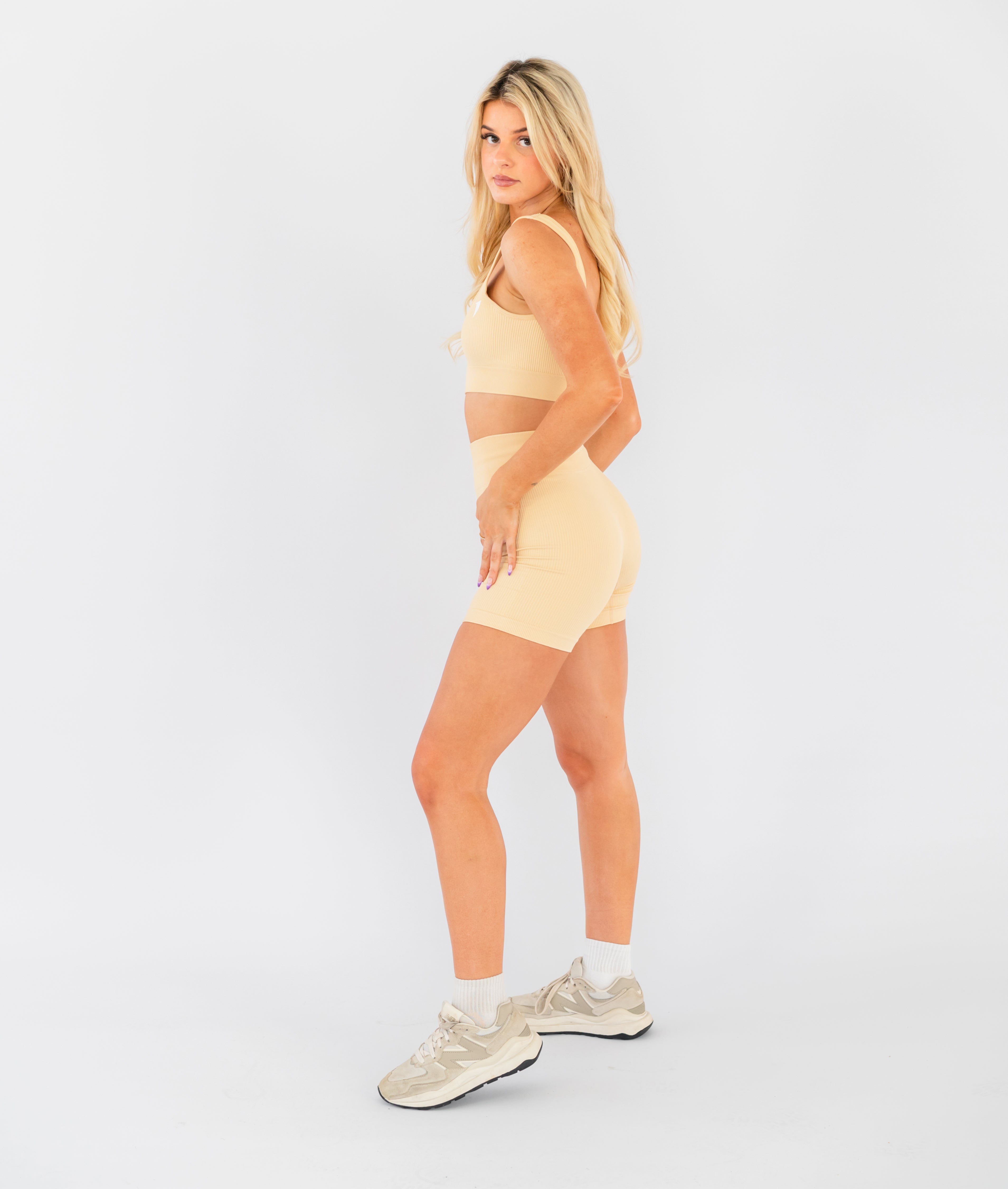 Ribbed Seamless Shorts - Latte - Saber Apparel